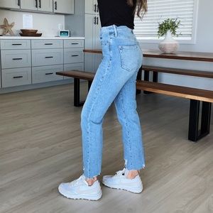 Hollister Ultra High-rise crop vintage straight blue jeans